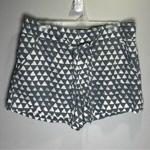 LOFT Slate Gray and White High-Waist Tie-Front Printed Shorts